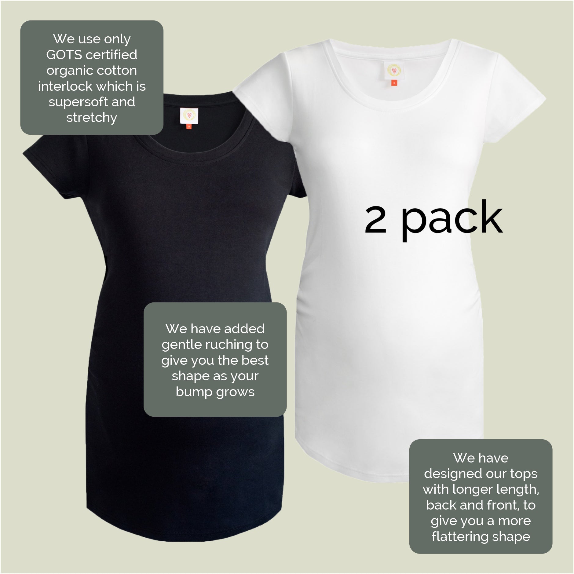 Soft and breathable maternity basics – sustainable cotton tops