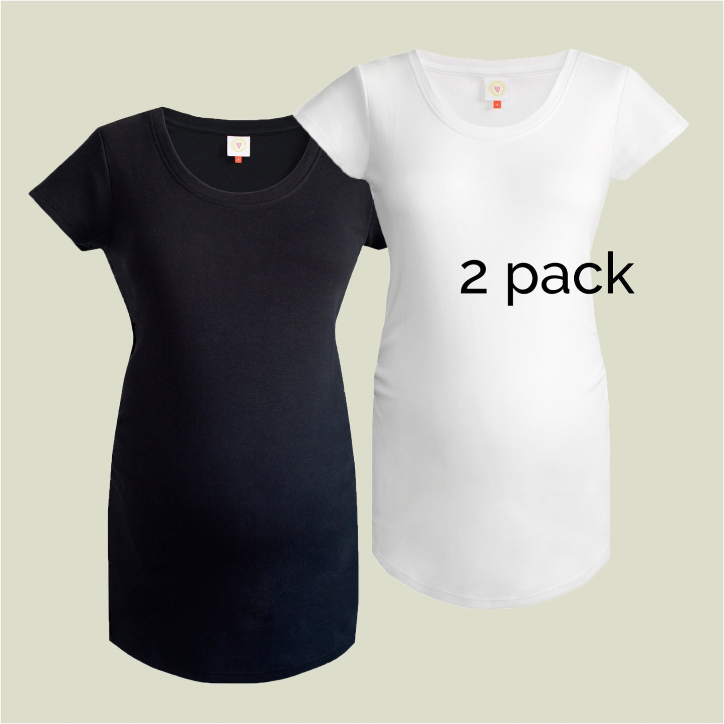 2 Pack Mixed - Plain Organic Cotton Pregnancy Tops