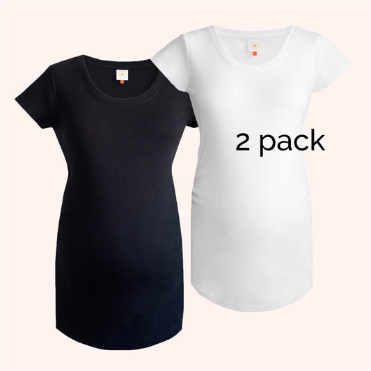 2-pack organic cotton maternity tops – black and white