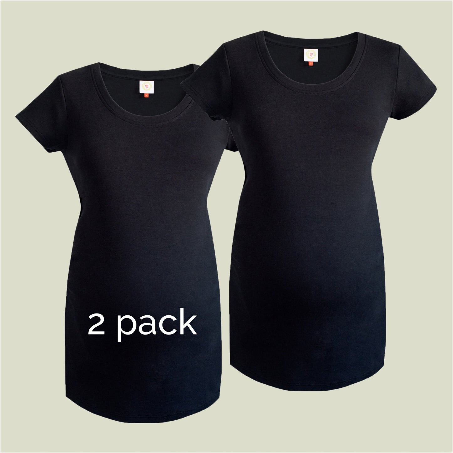2 Pack Black Maternity Top in Organic Cotton