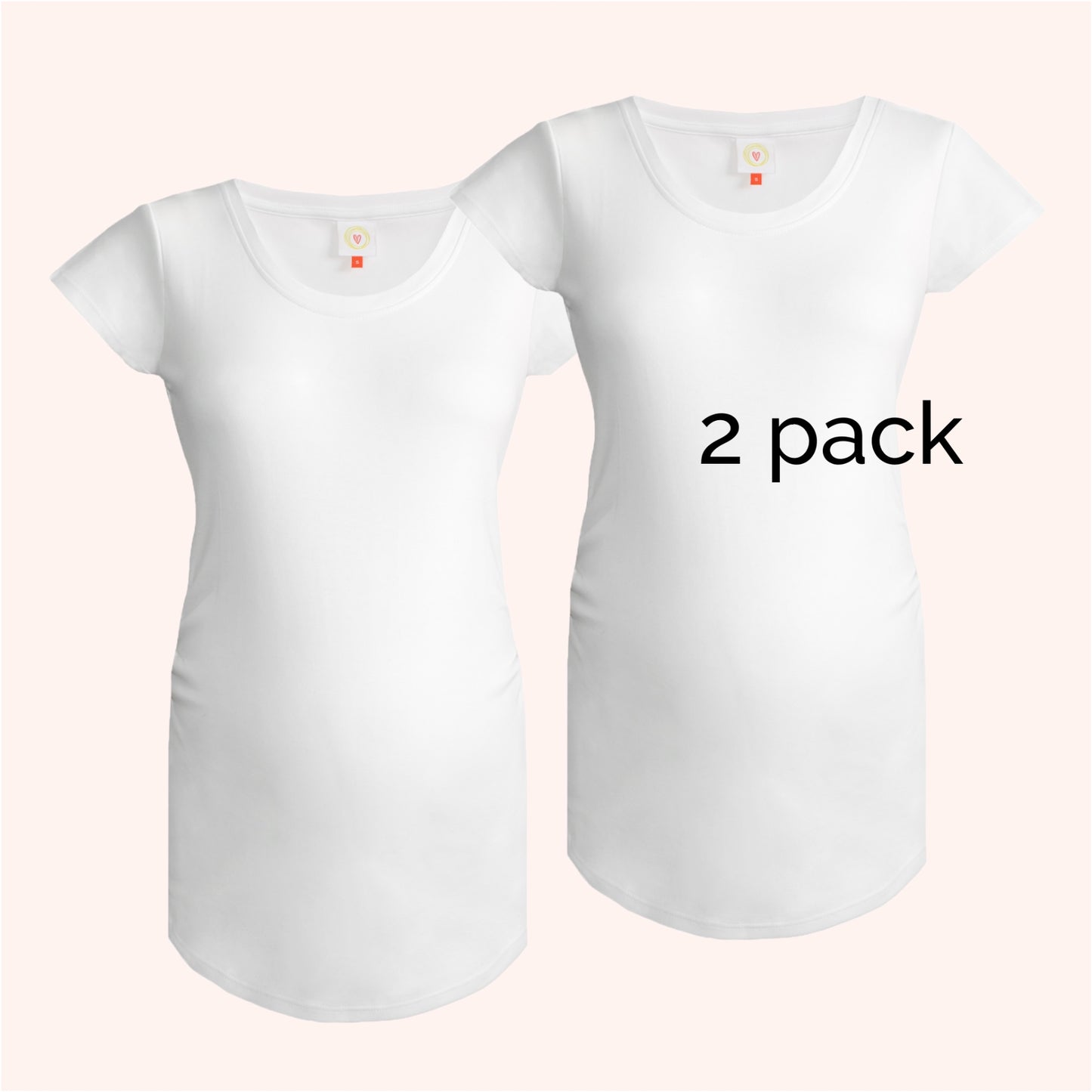 2-pack white organic cotton maternity tops