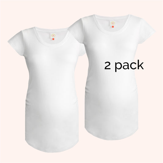 2-pack white organic cotton maternity tops