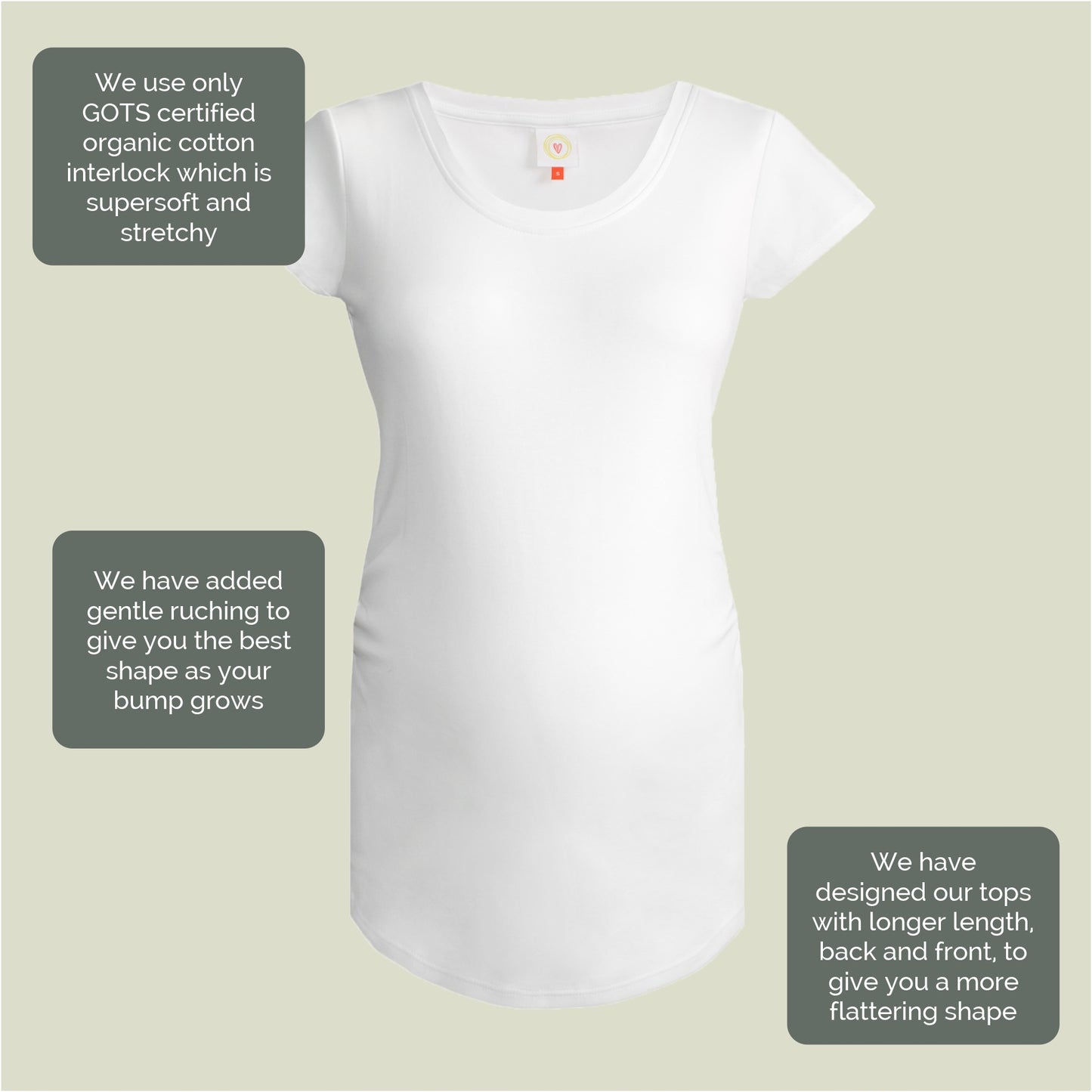 Plain White Maternity Top in Organic Cotton