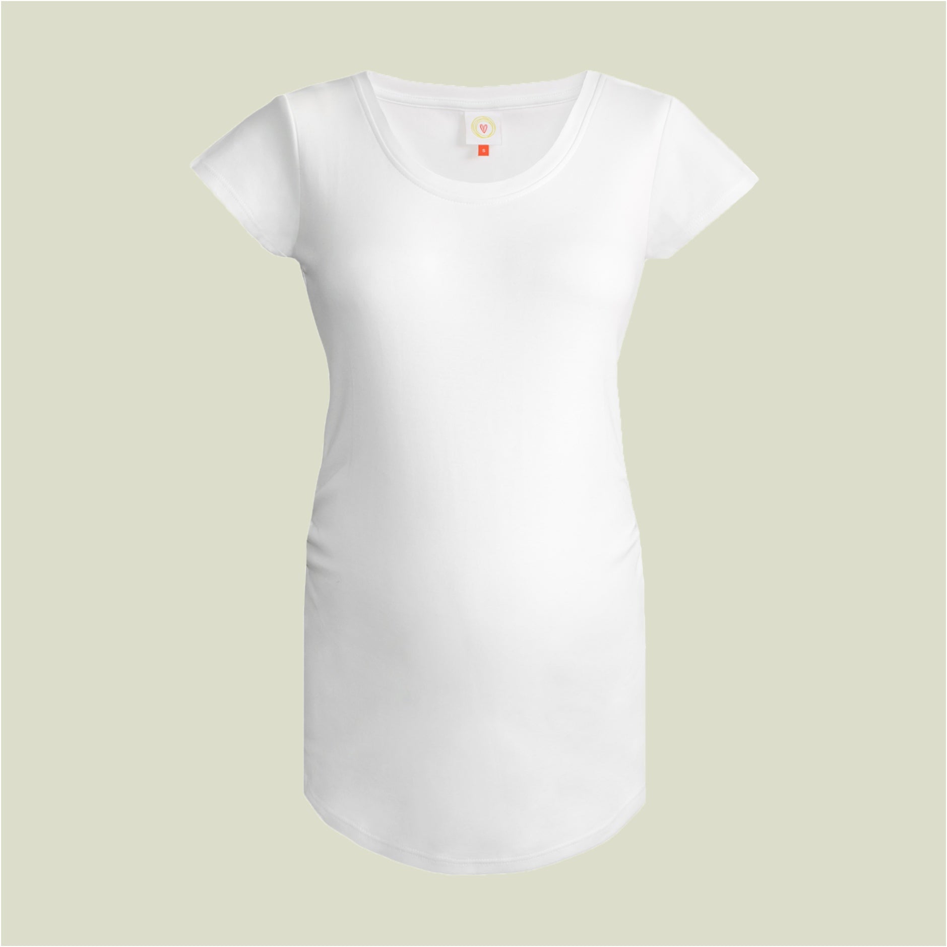 Soft white pregnancy t-shirt for comfort and flattering fit