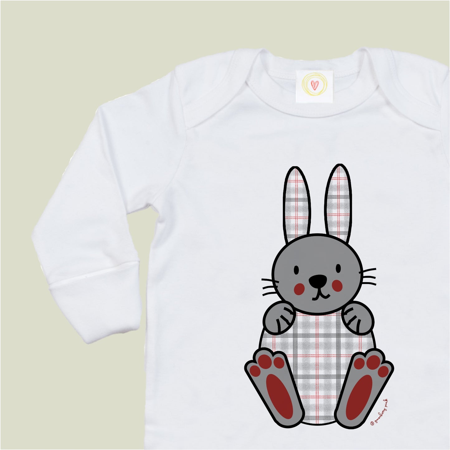 New Baby Sleepsuit in Organic Cotton - Tartan Bunny