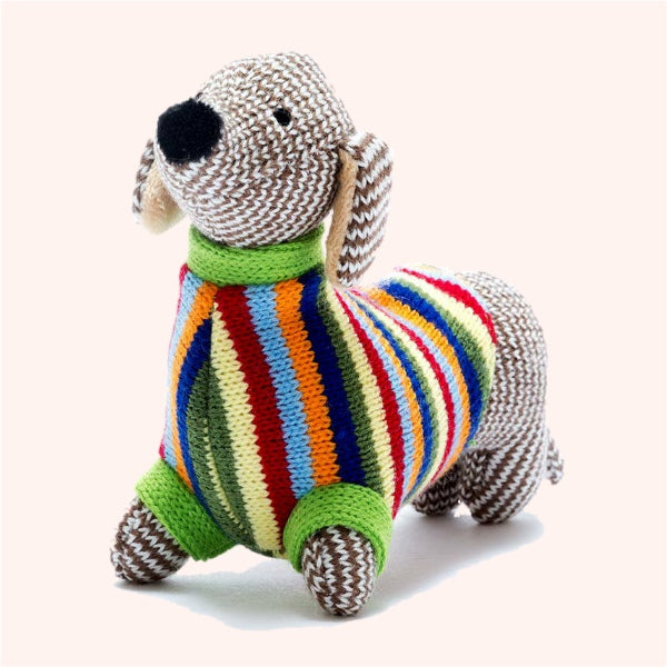 Knitted Sausage Dog Baby Rattle – Newborn & Baby Gift