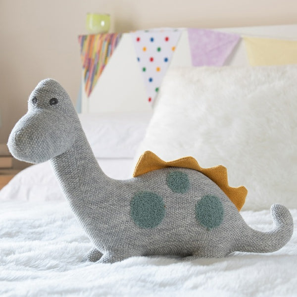 Grey Teal Diplodocus - Large Organic Cotton Dinosaur