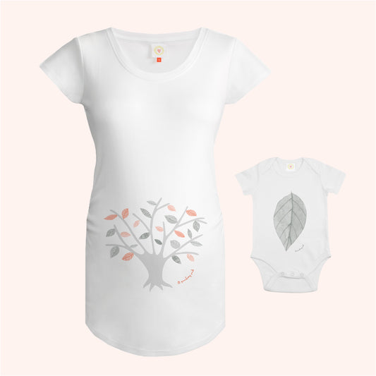 Eco-friendly Tree of Life Mum to Be Gift Set with maternity top and baby bodysuit