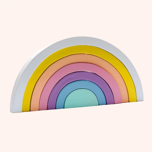 Plastic-free pastel rainbow toy for toddlers – non-toxic and safe