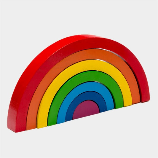 Bright wooden rainbow toy for toddlers – ethical and handmade