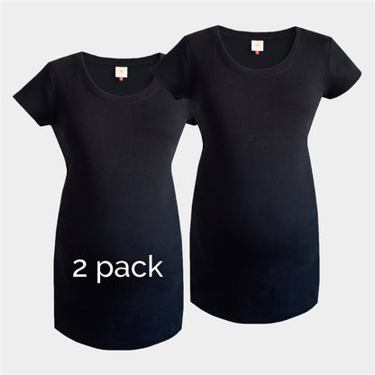 2 Pack Black Maternity Top in Organic Cotton