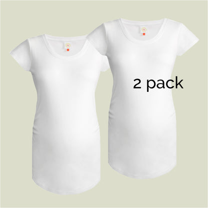 2 Pack White Maternity Tops in Organic Cotton