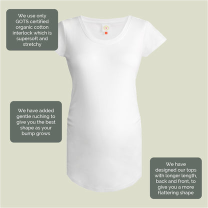 Plain White Maternity Top in Organic Cotton