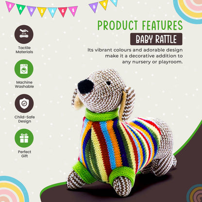 Knitted Sausage Dog Baby Rattle – Newborn & Baby Gift