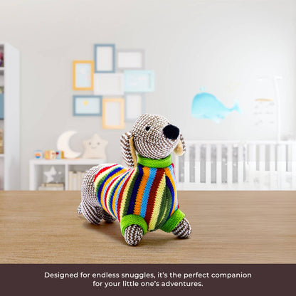 Knitted Sausage Dog Baby Rattle – Newborn & Baby Gift