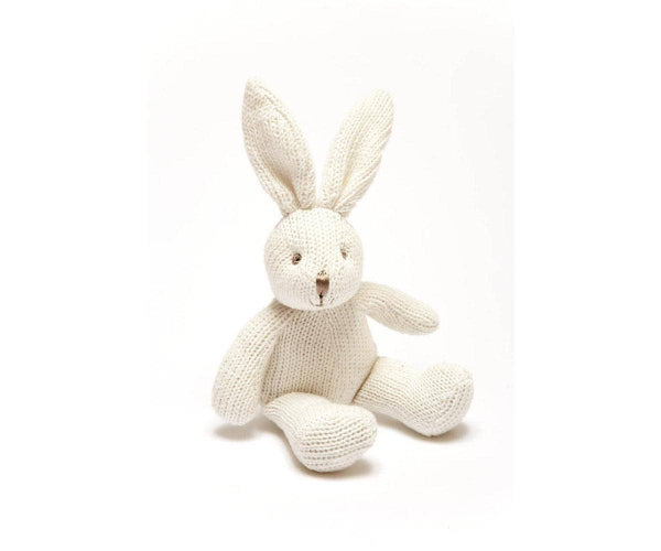 Organic Cotton Knitted Bunny Soft Toy | Baby Bunny Comfort Toy & New Baby Gift