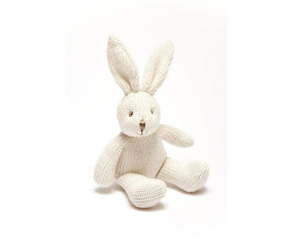 Organic Cotton Knitted Bunny Soft Toy | Baby Bunny Comfort Toy & New Baby Gift