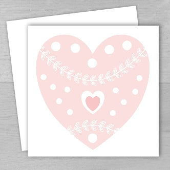 Pink Heart Card -  Heart design on Recycled Card