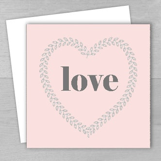 Pink Love Card -  Love design on Recycled Card