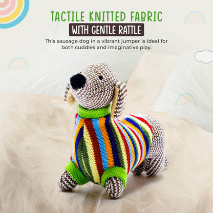 Knitted Sausage Dog Baby Rattle – Newborn & Baby Gift