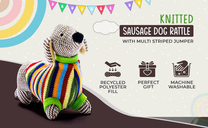 Knitted Sausage Dog Baby Rattle – Newborn & Baby Gift