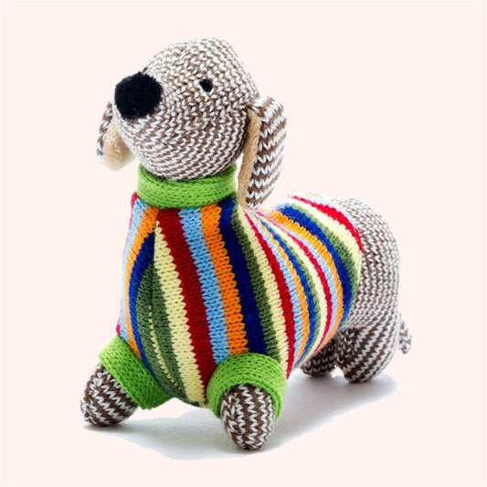 Knitted Sausage Dog Baby Rattle – Newborn & Baby Gift